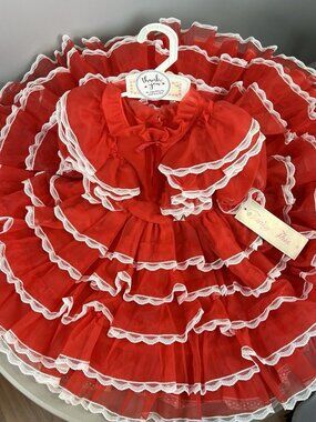 Vtg Fancy This Girls Red Ruffle Circle Pageant Dress Size 6 NWT READ